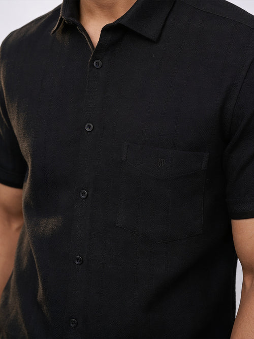 Carbon Black Stripes Casual Shirt