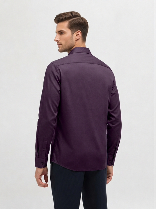 Deep Plum Solid Casual Shirt