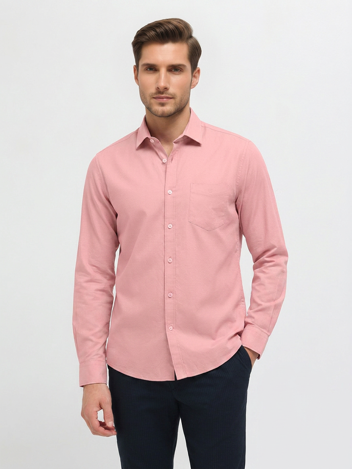 Dusty Rose Solid Casual Shirt