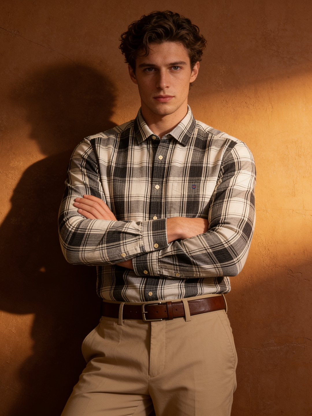 Slate Black and White Checked Casual Shirt