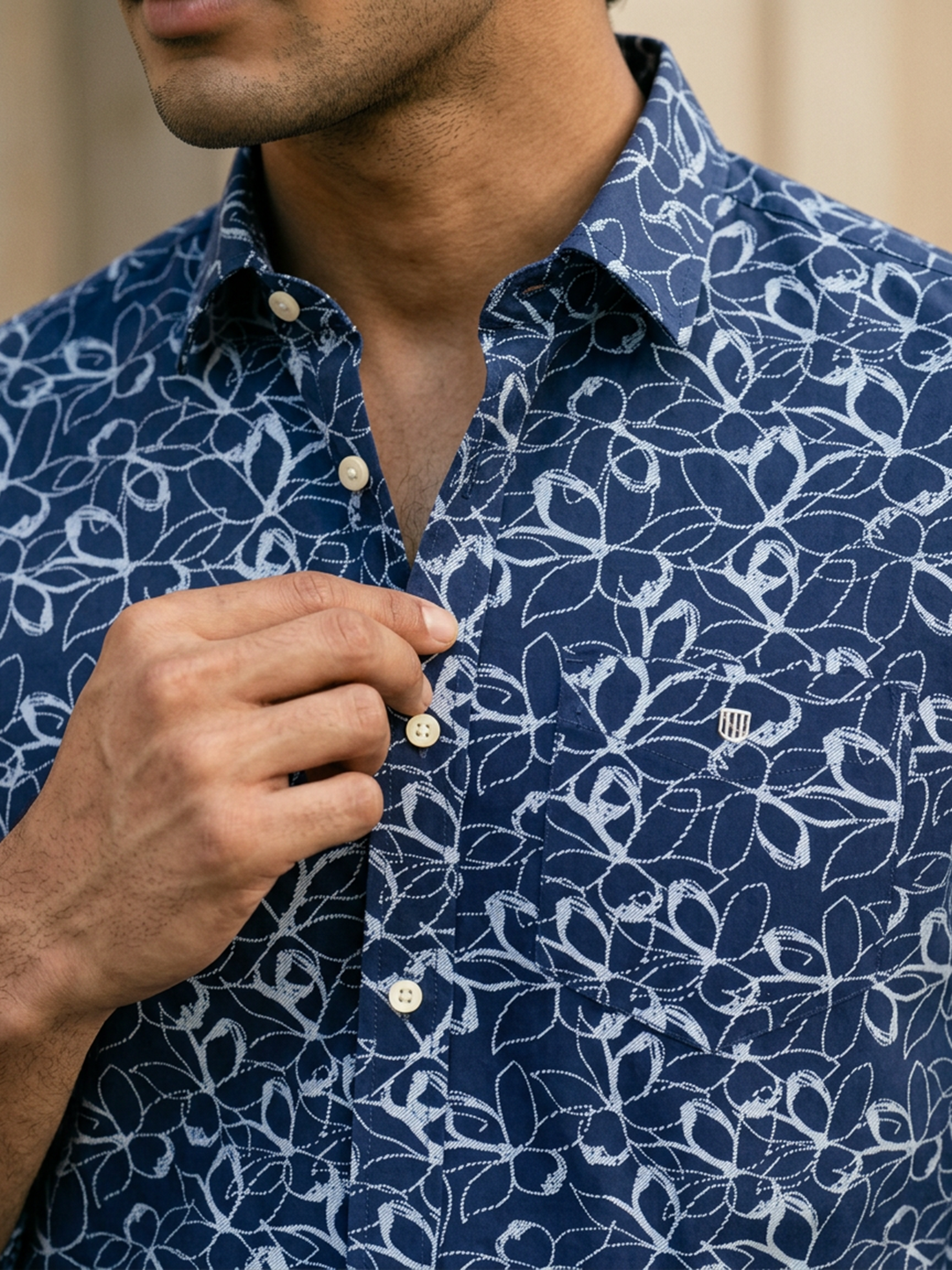 Indigo Navy Abstract Printed Casual Shirt
