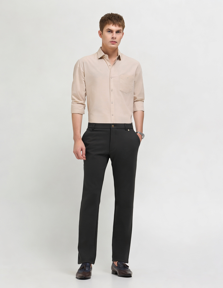 Pitch Black Solid Casual Trousers