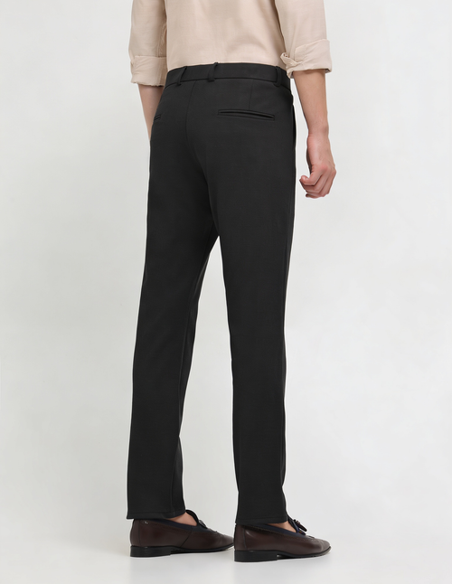 Pitch Black Solid Casual Trousers
