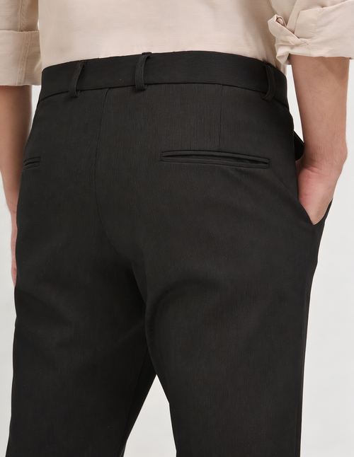 Pitch Black Solid Casual Trousers