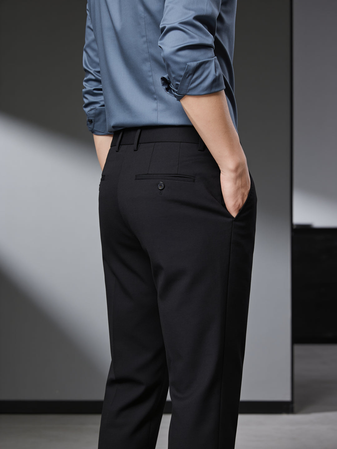 Dark Black Solid Formal Trousers