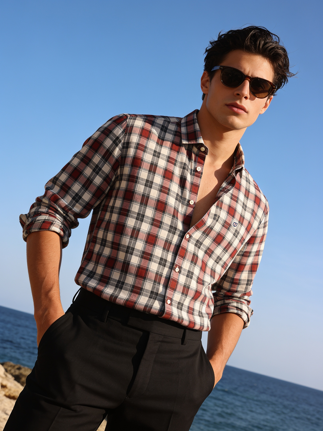 Harvest Brown and Ivory Checked Casual Shirt