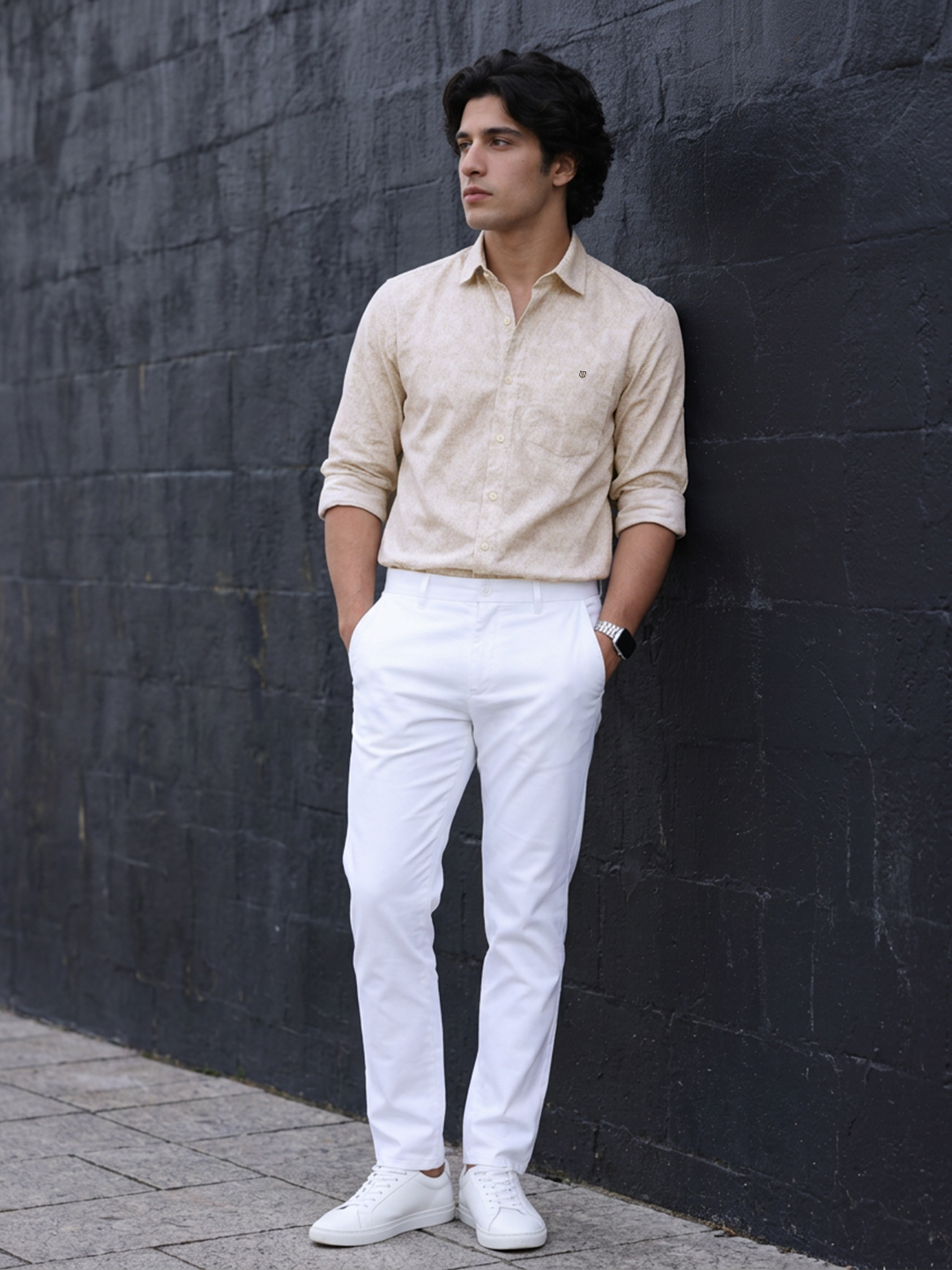 Pastel Rose and White Printed Casual Shirt