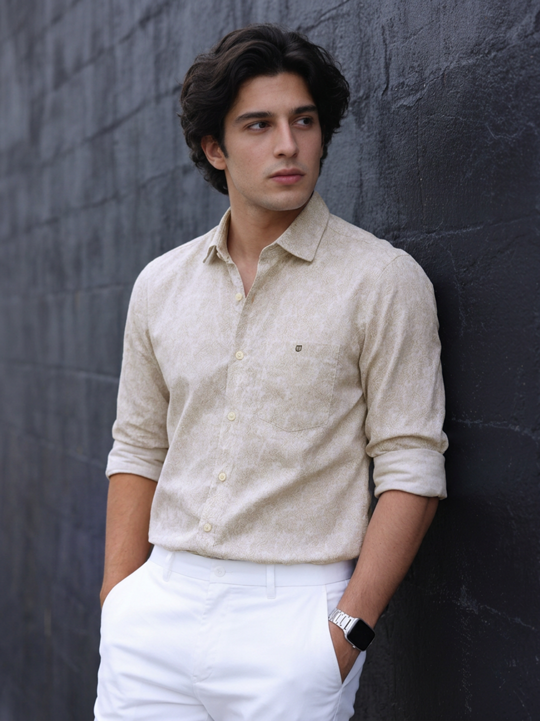 Pastel Rose and White Printed Casual Shirt