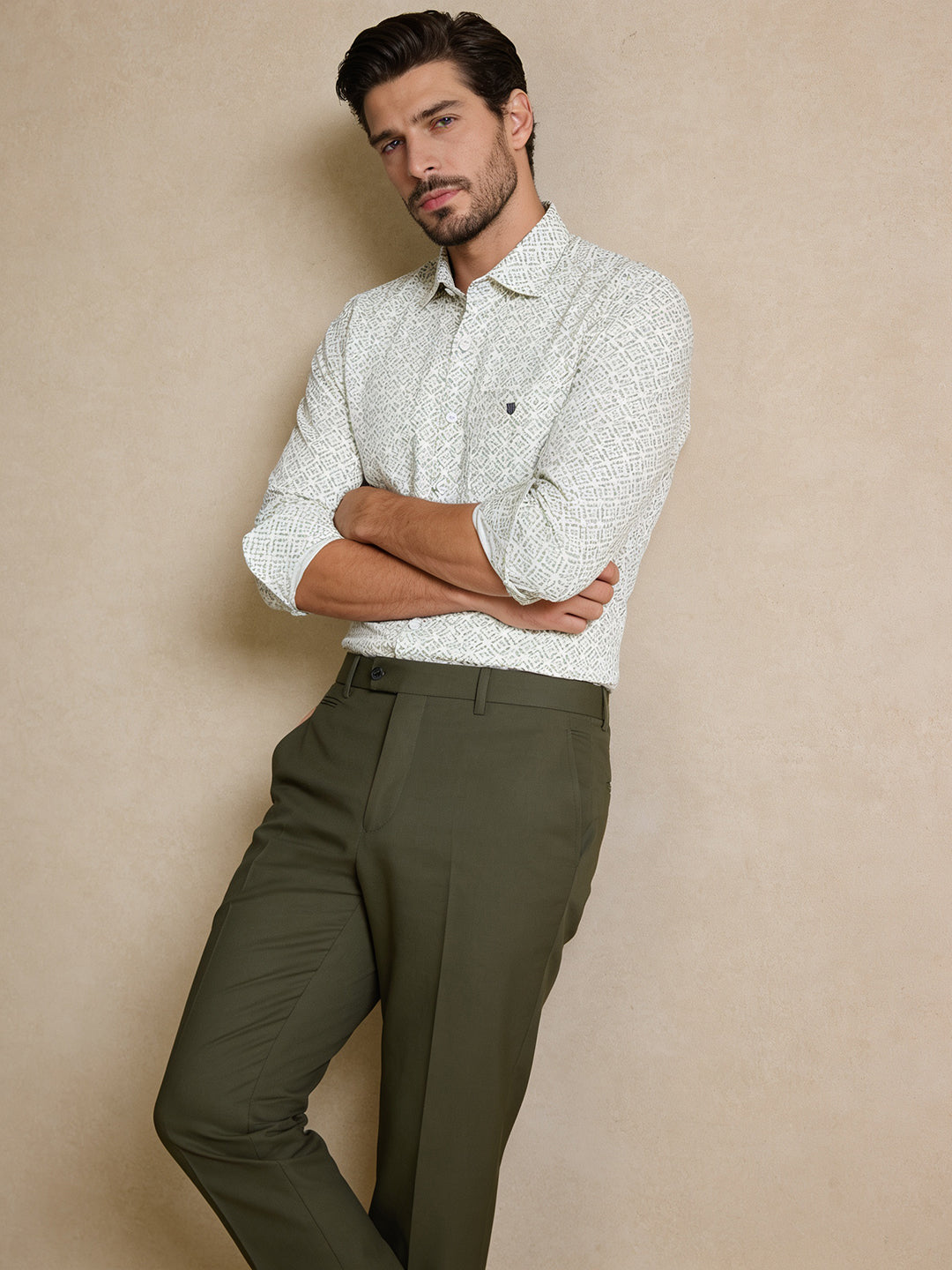 Dusty Moss Abstract Square Printed Casual Shirt