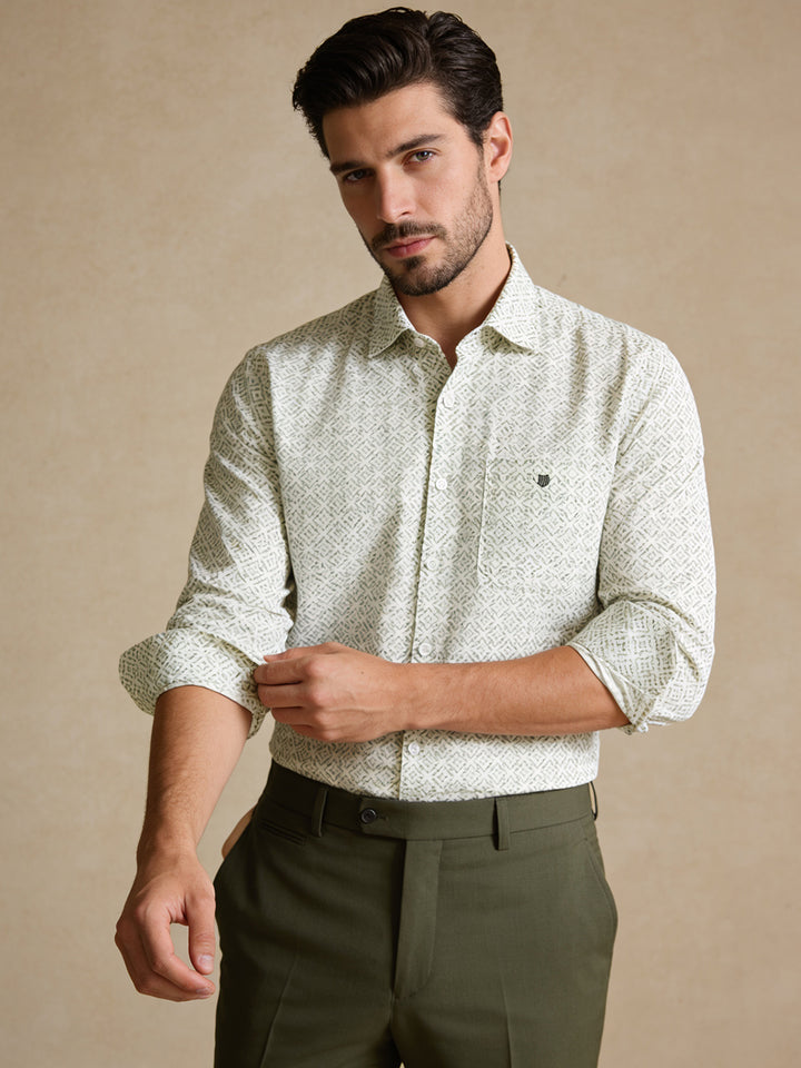Dusty Moss Abstract Square Printed Casual Shirt