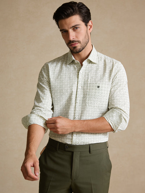 Dusty Moss Abstract Square Printed Casual Shirt