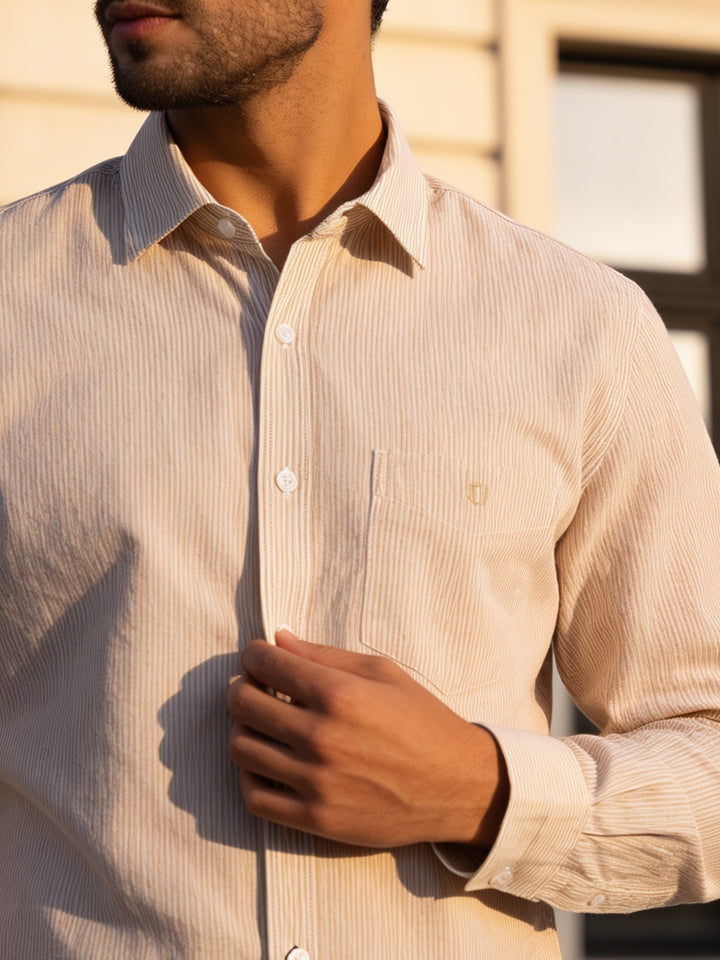 Sand Pink Stripes Casual Shirt