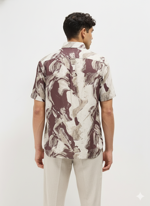 Maroon Artistic Abstract Printed Casual Shirt