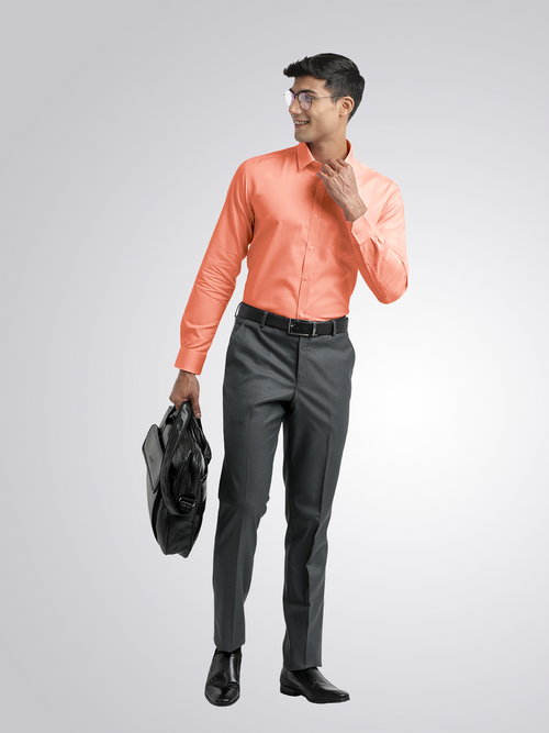 Peach Micro Dobby Solid Shirt