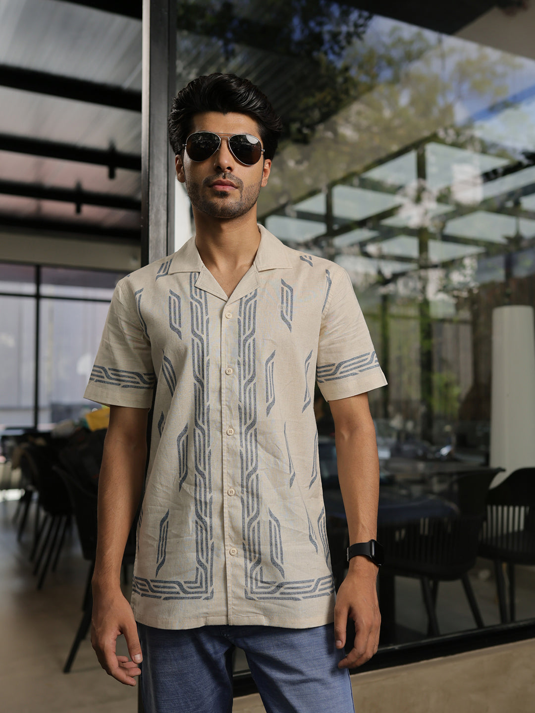 men's beige casual shirt