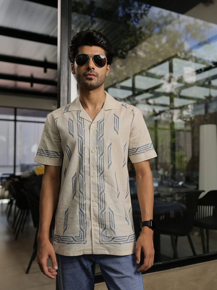men's beige casual shirt