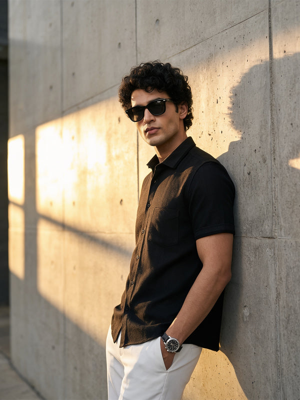 Carbon Black Stripes Casual Shirt