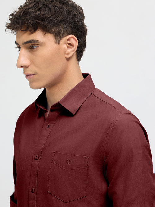 Royal Burgundy Solid Casual Shirt