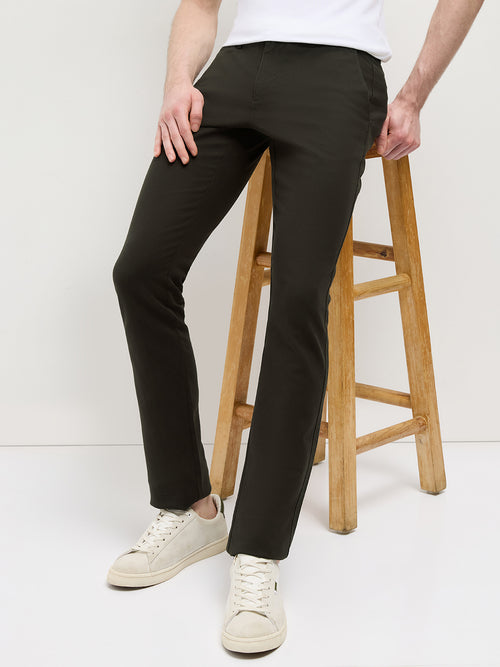 Coffee Solid Casual Trousers