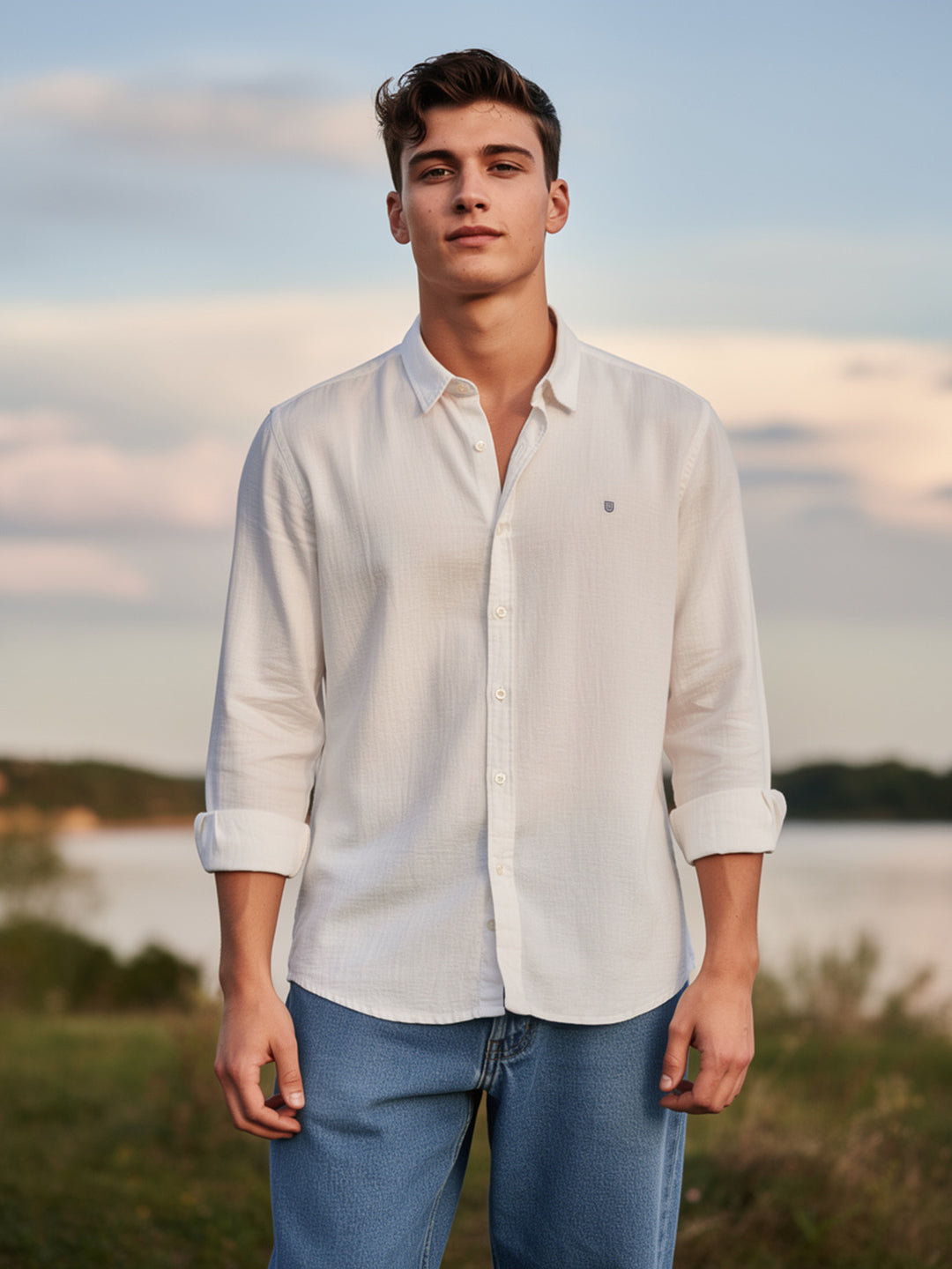 mens casual white shirt