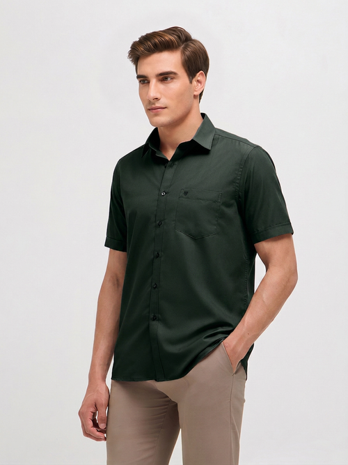 Dark Olive Solid Formal Shirt