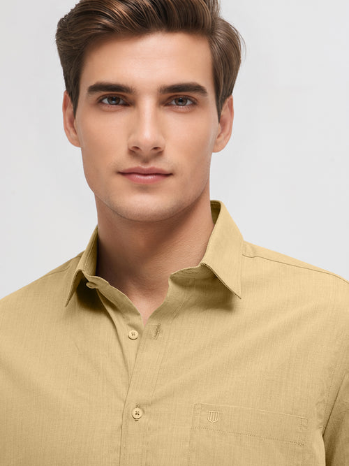 Pale Yellow Solid Formal Shirt