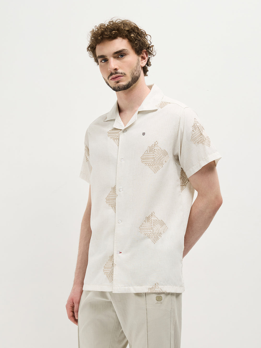 geometric print shirt