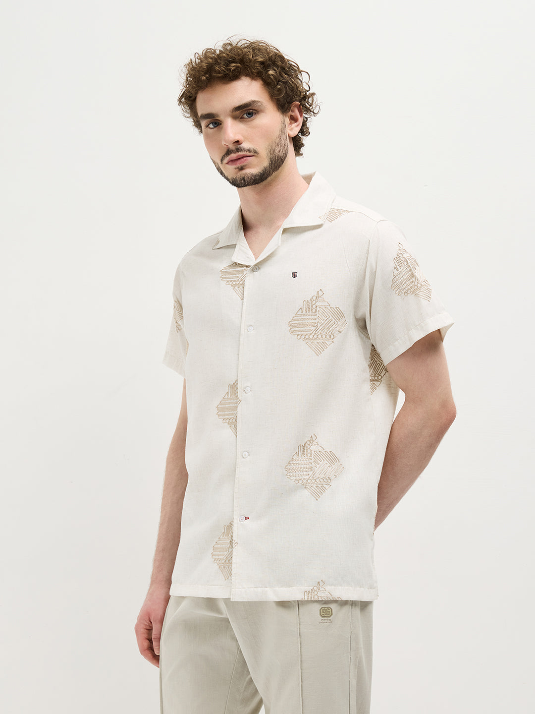 geometric print shirt