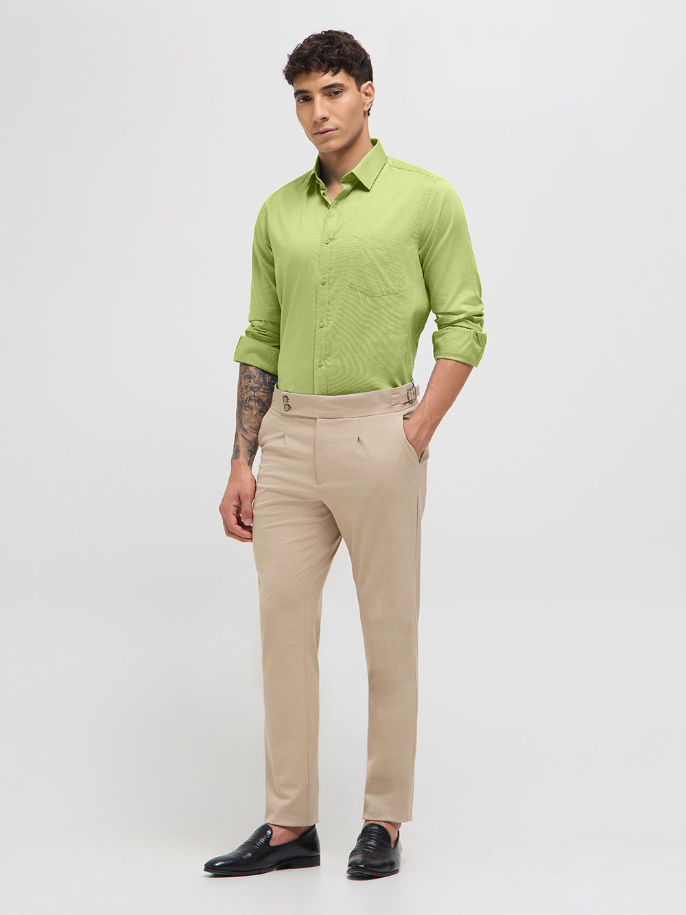 mens green formal shirt