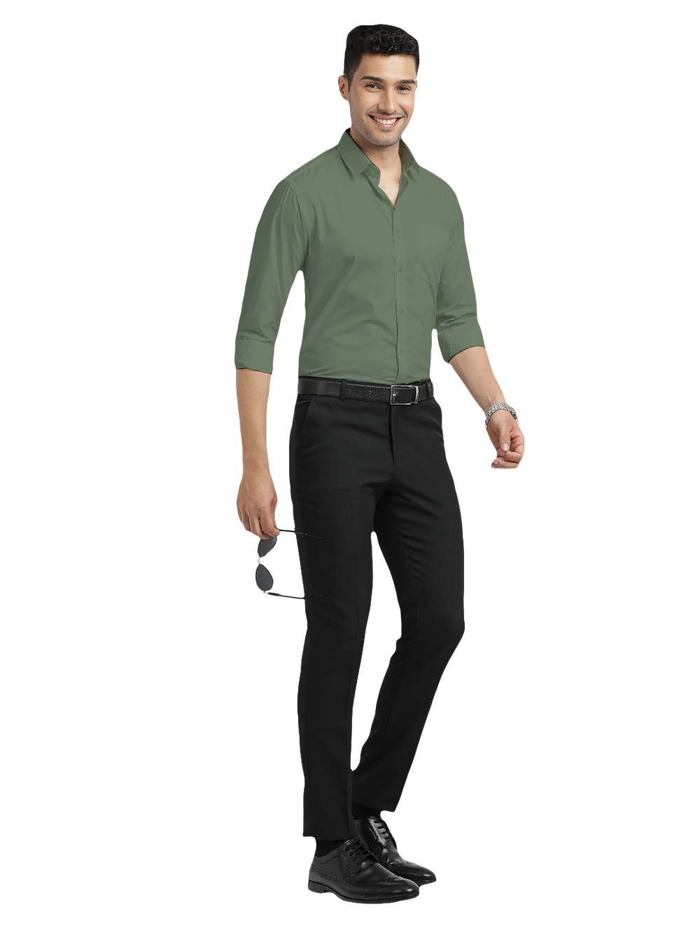 mens green formal shirt