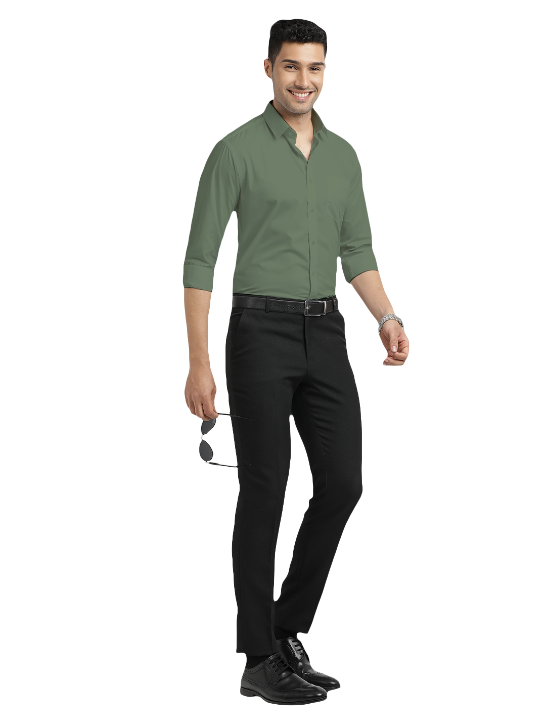 mens green formal shirt