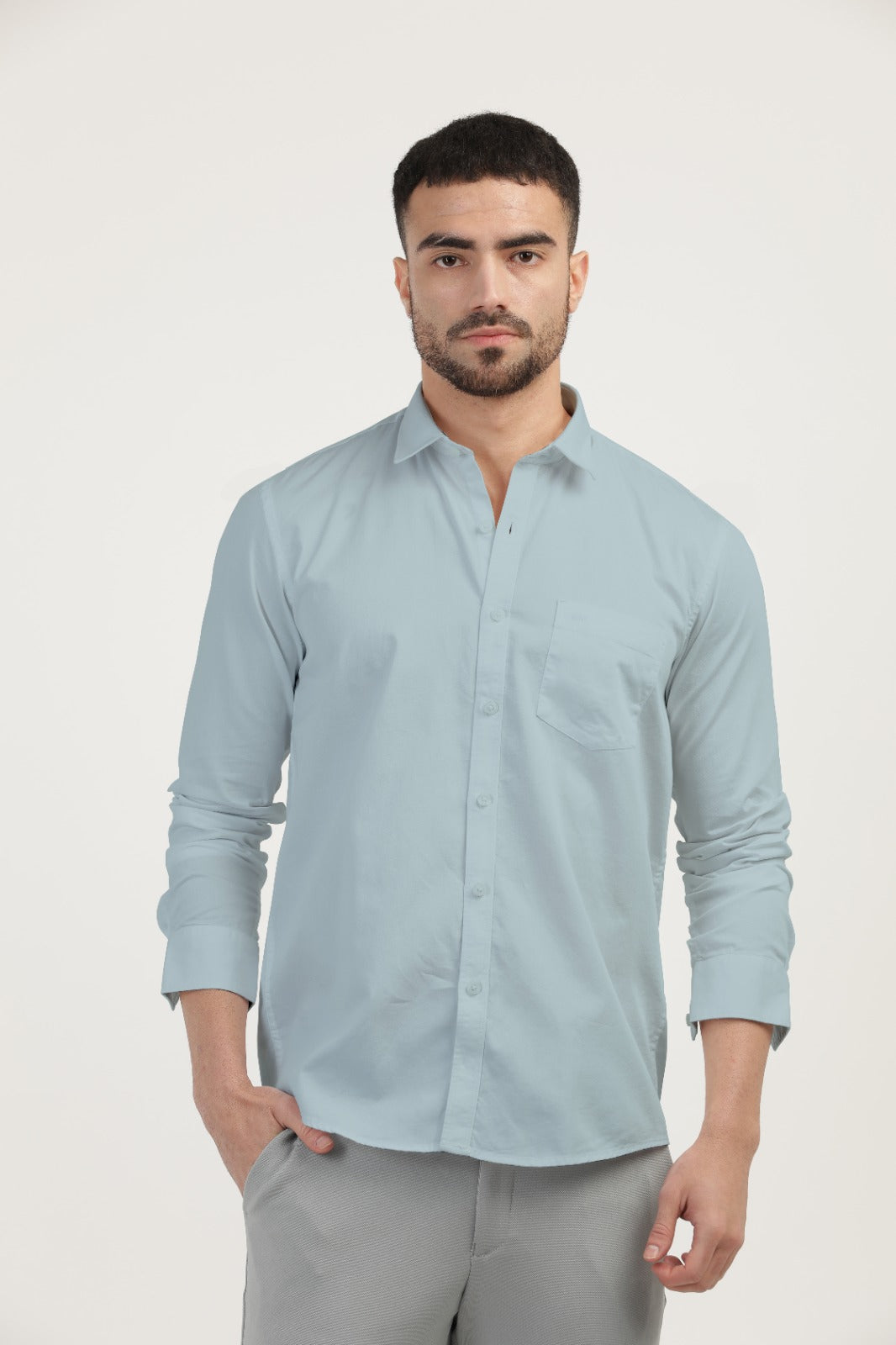 mens light blue linen shirt