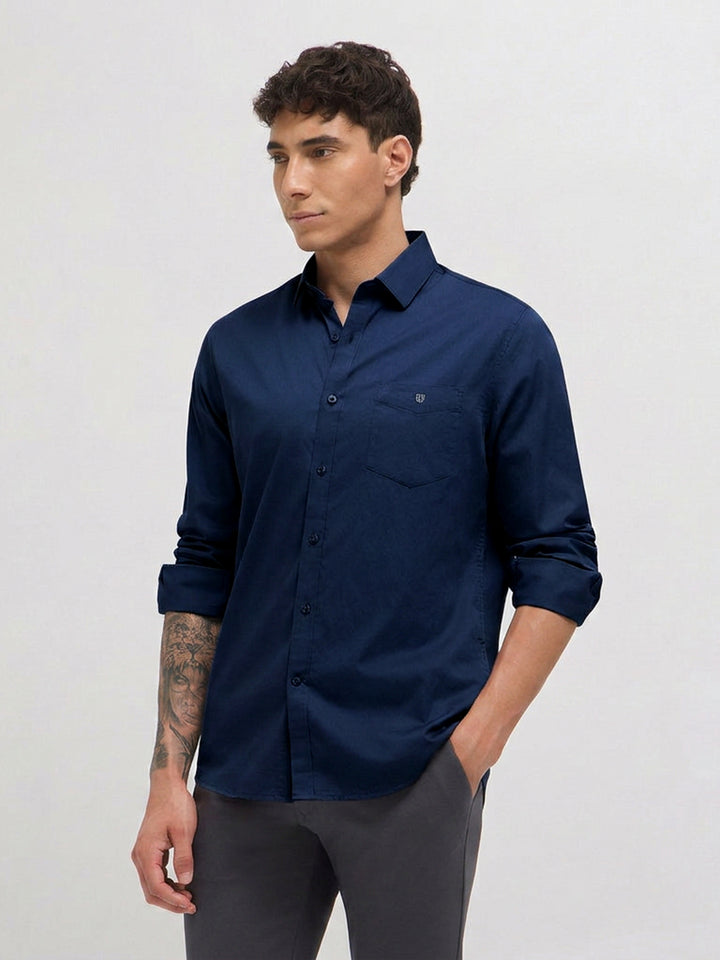 mens navy blue casual shirt