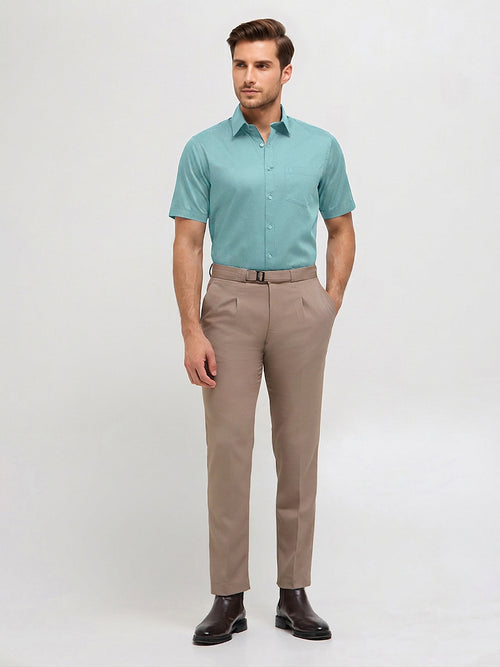Ocean Blue Solid Formal Shirt