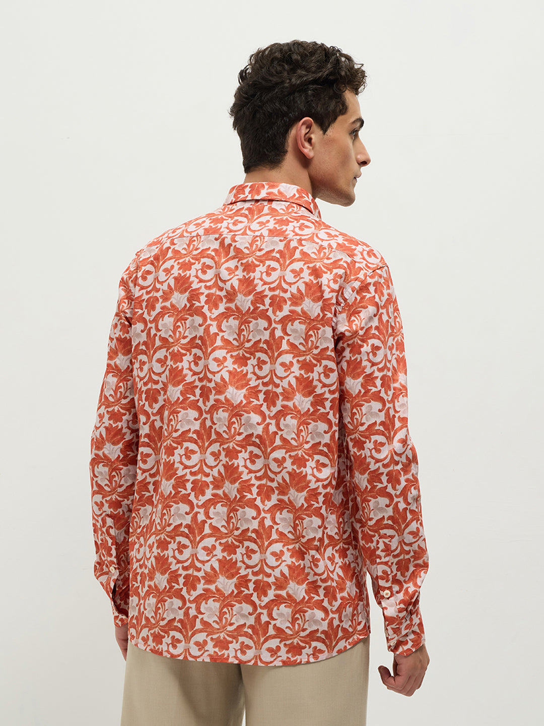 men's orange casual shirt