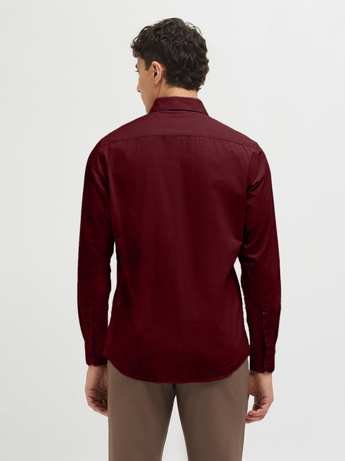 Cherry Red Solid Casual Shirt