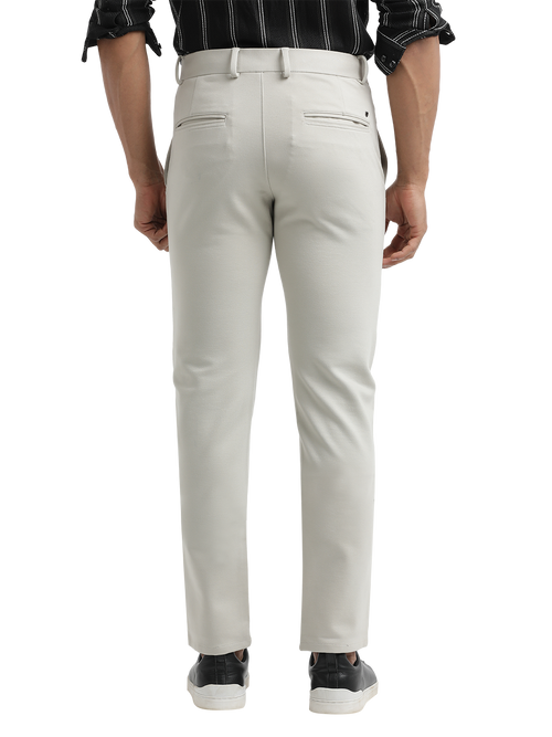Melange Grey Lycra Cotton Stretchable Solid Trousers