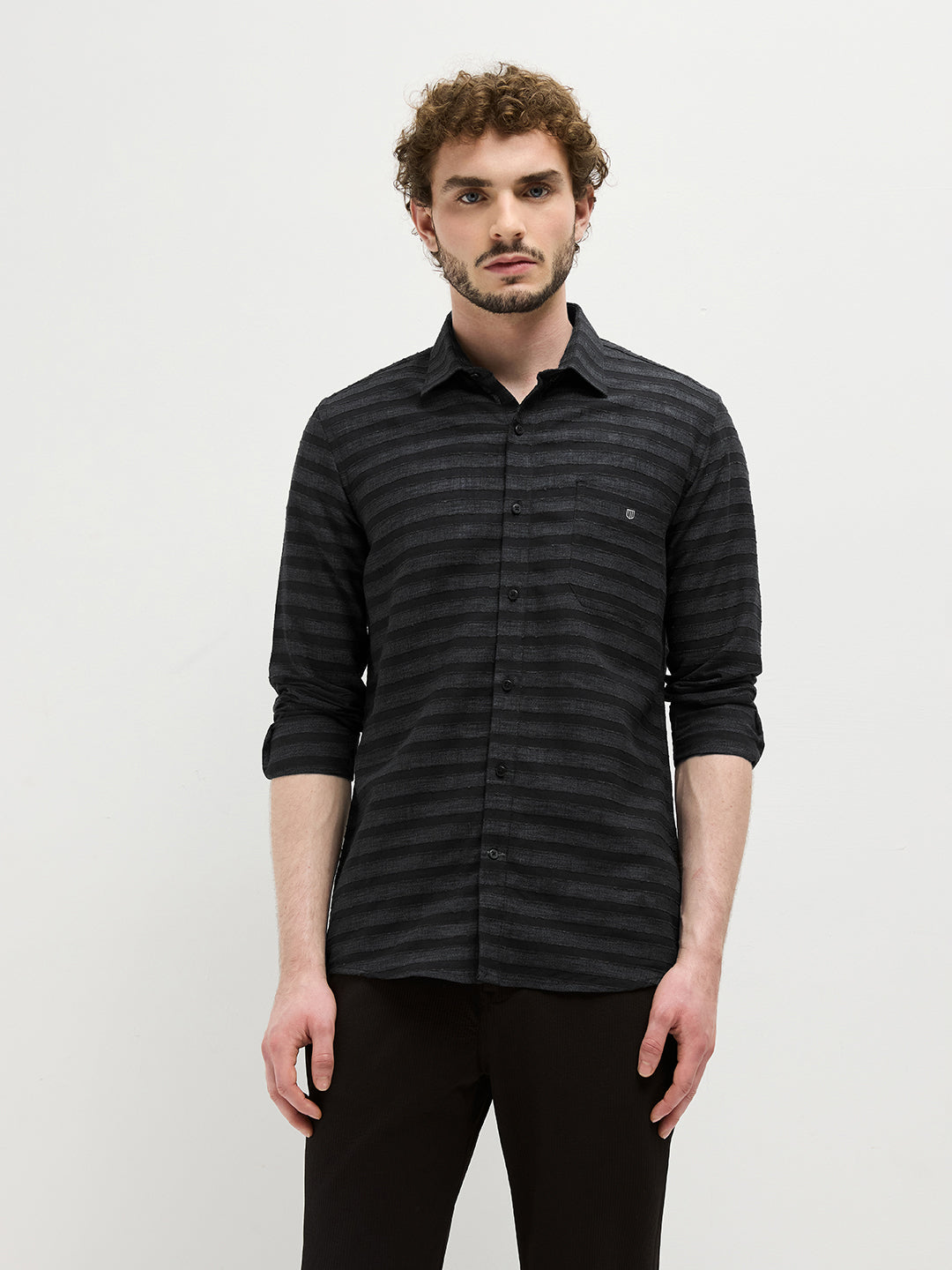 men's striped casual shirt