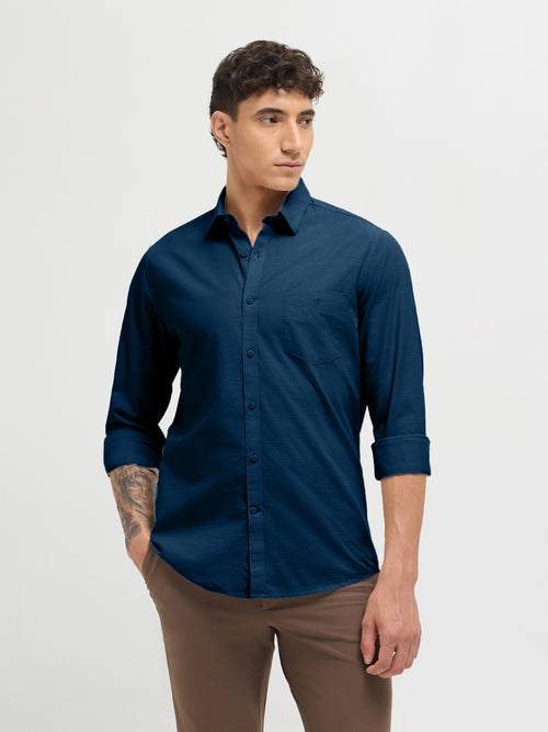 Rich Teal Solid Casual Shirt