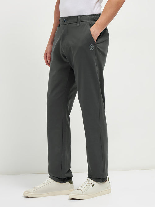 Dark Grey Stretchable Lycra Cotton Traveler Trouser