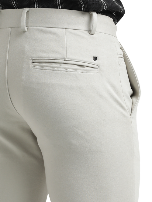 Melange Grey Lycra Cotton Stretchable Solid Trousers