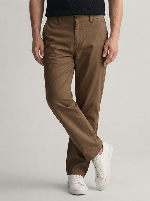 Brick Burnt Solid Casual Trousers