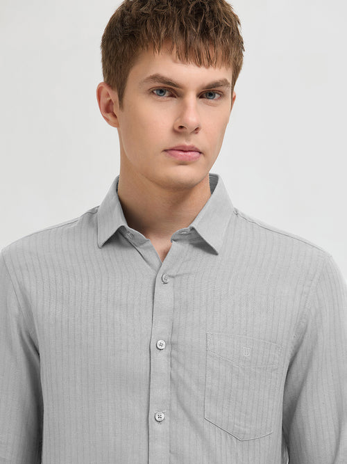 Warm Gray Solid Casual Shirt
