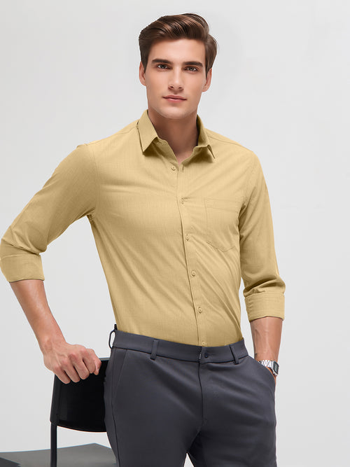 Pale Yellow Solid Formal Shirt
