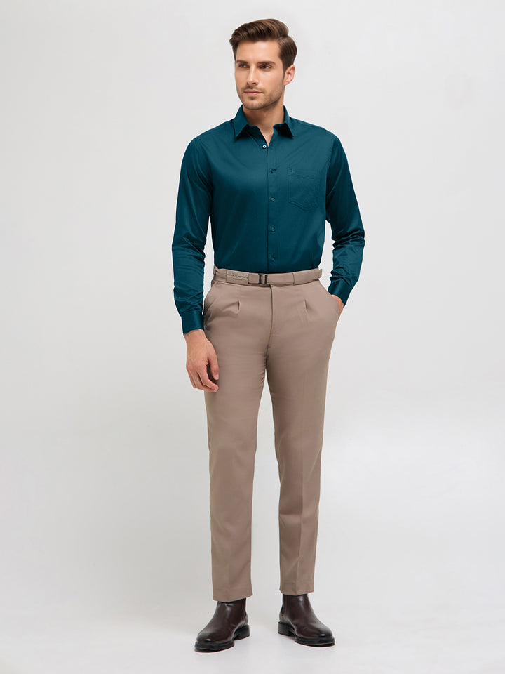 muted teal shirt