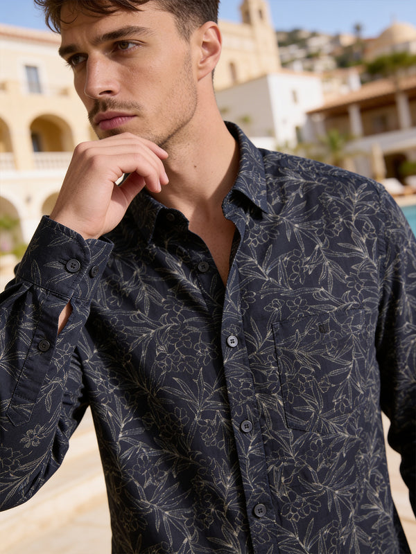 Royal Navy Floral Printed Casual Shirt