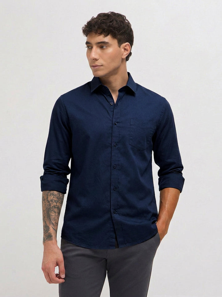 navy blue casual shirt