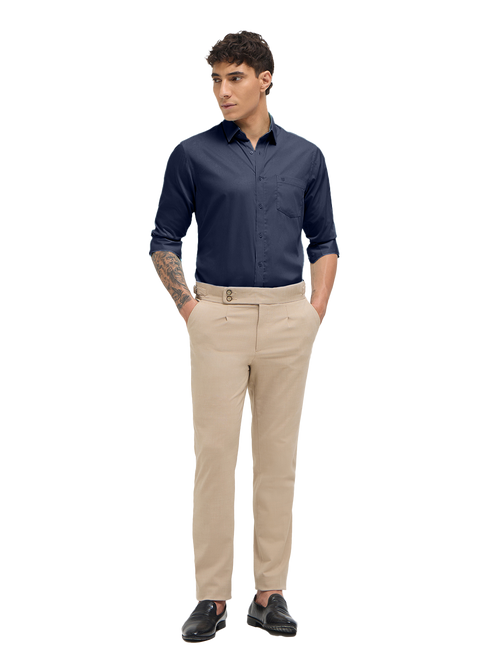 Navy Blue Solid Formal Shirt