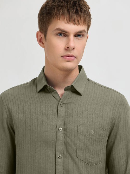 Dark Olive Solid Casual Shirt