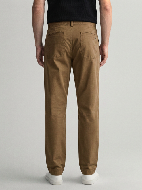 Brick Burnt Solid Casual Trousers